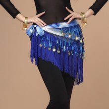 Load image into Gallery viewer, Women belt bellydance scarf hip Belly Dance Accessories Sequins Tassel Triangle Wrap Costume Belt Shawl Chiffon fringe scarf
