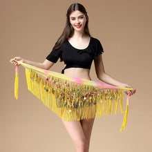 Load image into Gallery viewer, Women belt bellydance scarf hip Belly Dance Accessories Sequins Tassel Triangle Wrap Costume Belt Shawl Chiffon fringe scarf