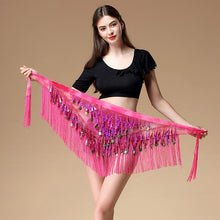 Load image into Gallery viewer, Women belt bellydance scarf hip Belly Dance Accessories Sequins Tassel Triangle Wrap Costume Belt Shawl Chiffon fringe scarf