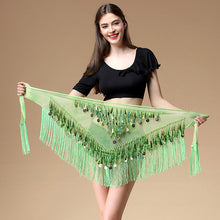 Load image into Gallery viewer, Women belt bellydance scarf hip Belly Dance Accessories Sequins Tassel Triangle Wrap Costume Belt Shawl Chiffon fringe scarf