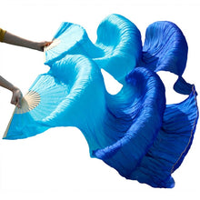 Load image into Gallery viewer, 1pair/1pc Imitation Silk Belly Dance Veil Fans Bamboo Ribs Handmade Dyed Performance Long Fan Belly Dancing Imitation Silk Fans
