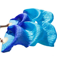 Load image into Gallery viewer, 1pair/1pc Imitation Silk Belly Dance Veil Fans Bamboo Ribs Handmade Dyed Performance Long Fan Belly Dancing Imitation Silk Fans