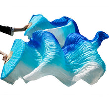 Load image into Gallery viewer, 1pair/1pc Imitation Silk Belly Dance Veil Fans Bamboo Ribs Handmade Dyed Performance Long Fan Belly Dancing Imitation Silk Fans