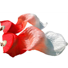 Load image into Gallery viewer, 1pair/1pc Imitation Silk Belly Dance Veil Fans Bamboo Ribs Handmade Dyed Performance Long Fan Belly Dancing Imitation Silk Fans