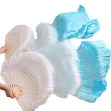 Load image into Gallery viewer, 1pair/1pc Imitation Silk Belly Dance Veil Fans Bamboo Ribs Handmade Dyed Performance Long Fan Belly Dancing Imitation Silk Fans