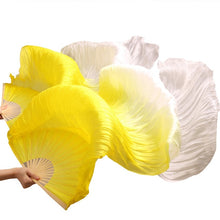 Load image into Gallery viewer, 1pair/1pc Imitation Silk Belly Dance Veil Fans Bamboo Ribs Handmade Dyed Performance Long Fan Belly Dancing Imitation Silk Fans