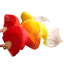 Load image into Gallery viewer, 1pair/1pc Imitation Silk Belly Dance Veil Fans Bamboo Ribs Handmade Dyed Performance Long Fan Belly Dancing Imitation Silk Fans