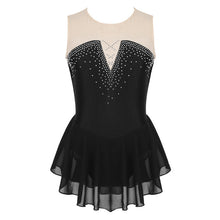Load image into Gallery viewer, TiaoBug Kids Teens Dancewear Shiny Rhinestone Mesh Figure Skating Dress Girl Ballet Gymnastics Leotard Competition Dance Costume