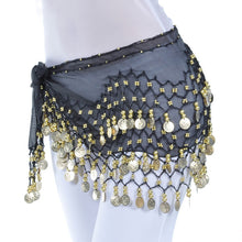 Load image into Gallery viewer, Lady Women Belly Dance Hip Scarf Accessories 3 Row Belt Skirt With Gold bellydance Tone Coins Waist Chain Wrap Adult Dance Wear