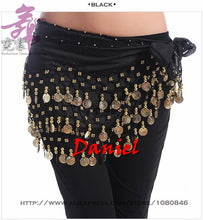 Load image into Gallery viewer, Lady Women Belly Dance Hip Scarf Accessories 3 Row Belt Skirt With Gold bellydance Tone Coins Waist Chain Wrap Adult Dance Wear