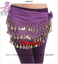 Load image into Gallery viewer, Lady Women Belly Dance Hip Scarf Accessories 3 Row Belt Skirt With Gold bellydance Tone Coins Waist Chain Wrap Adult Dance Wear