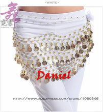 Load image into Gallery viewer, Lady Women Belly Dance Hip Scarf Accessories 3 Row Belt Skirt With Gold bellydance Tone Coins Waist Chain Wrap Adult Dance Wear