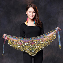Load image into Gallery viewer, 2019 New style belly dance belt newest multi-color glass silk belly dancing belt scarf crystal bellydance waist chain hip scarf
