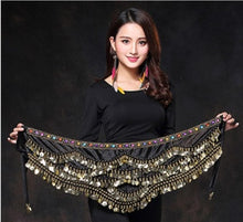 Load image into Gallery viewer, 2019 New style belly dance belt newest multi-color glass silk belly dancing belt scarf crystal bellydance waist chain hip scarf