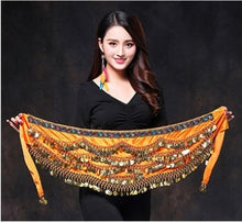 Load image into Gallery viewer, 2019 New style belly dance belt newest multi-color glass silk belly dancing belt scarf crystal bellydance waist chain hip scarf