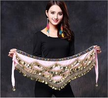 Load image into Gallery viewer, 2019 New style belly dance belt newest multi-color glass silk belly dancing belt scarf crystal bellydance waist chain hip scarf