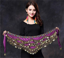Load image into Gallery viewer, 2019 New style belly dance belt newest multi-color glass silk belly dancing belt scarf crystal bellydance waist chain hip scarf