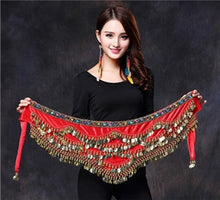 Load image into Gallery viewer, 2019 New style belly dance belt newest multi-color glass silk belly dancing belt scarf crystal bellydance waist chain hip scarf
