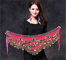Load image into Gallery viewer, 2019 New style belly dance belt newest multi-color glass silk belly dancing belt scarf crystal bellydance waist chain hip scarf